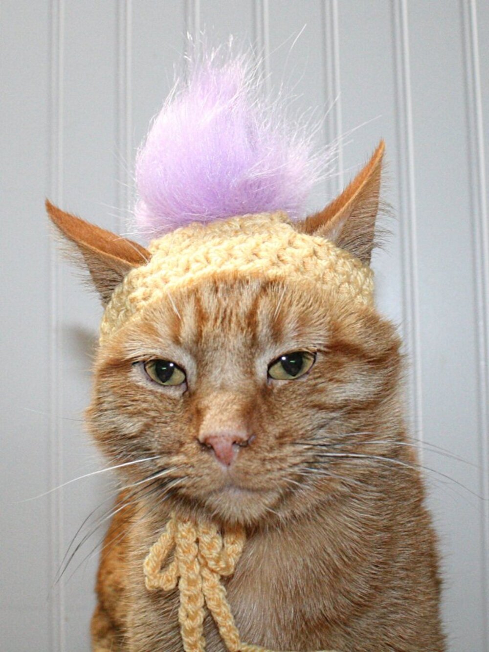 HAND CRAFTED Hat Crochet Troll Hair Wig Cat Hat Costume Photo Prop